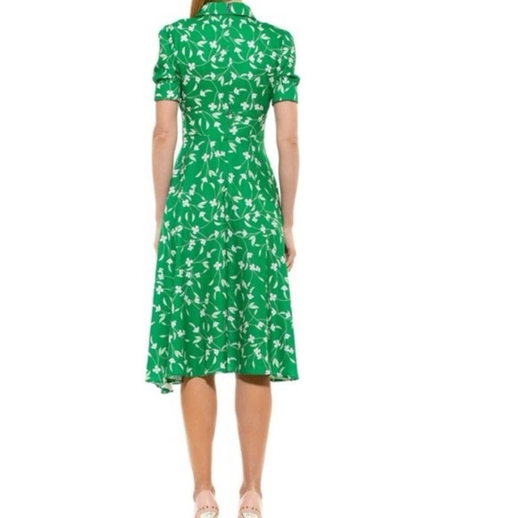 NWT Alexia Admor Emery Cap Sleeve Collared Fit & Flare Green Midi Dress 6 - Picture 2 of 16